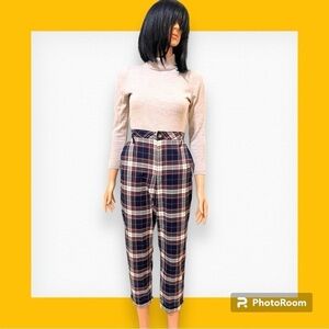 Hollister California ultra high rise plaid high waist crop ankle bootcut pants